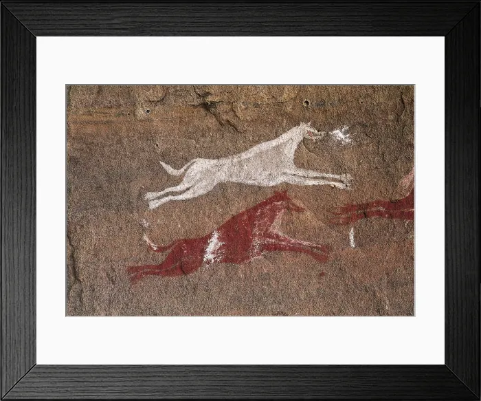 Framed Print : LIBYA. Tadrart Acacus. Representation of dogs (1500 BC). Neolithic art. Cave. AISA / Everett Collection**US SALES ONLY**
