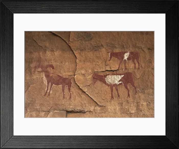 Framed Print : LIBYA. Tadrart Acacus. Representation of cattle: ram and cows (c.1500 BC). Neolithic art. Cave. AISA / Everett Collection**US SALES ONLY** Framed Print : LIBYA. Tadrart Acacus. Representation of cattle: ram and cows (c.1500 BC). Neolithic art. Cave. AISA / Everett Collection**US SALES ONLY**