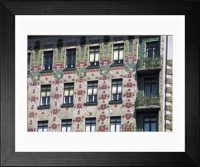 Framed Print : MOSER, Koloman (1868-1918); WAGNER, Otto (1841-1918). Majolica House. 1898-1899. AUSTRIA. VIENNA. Vienna. Faade decorated with ceramic pieces. Vienna Sezession Framed Print : MOSER, Koloman (1868-1918); WAGNER, Otto (1841-1918). Majolica House. 1898-1899. AUSTRIA. VIENNA. Vienna. Faade decorated with ceramic pieces. Vienna Sezession