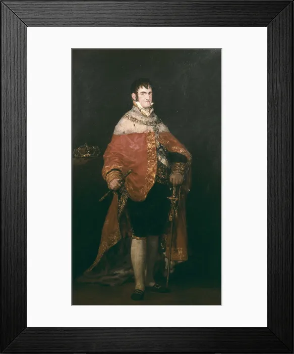 Framed Print : GOYA Y LUCIENTES, Francisco de (1746-1828). King Ferdinand VII with Royal Mantle. 1814-1815. Oil on canvas. SPAIN. Zaragoza. Museum of Fine Arts of Zaragoza