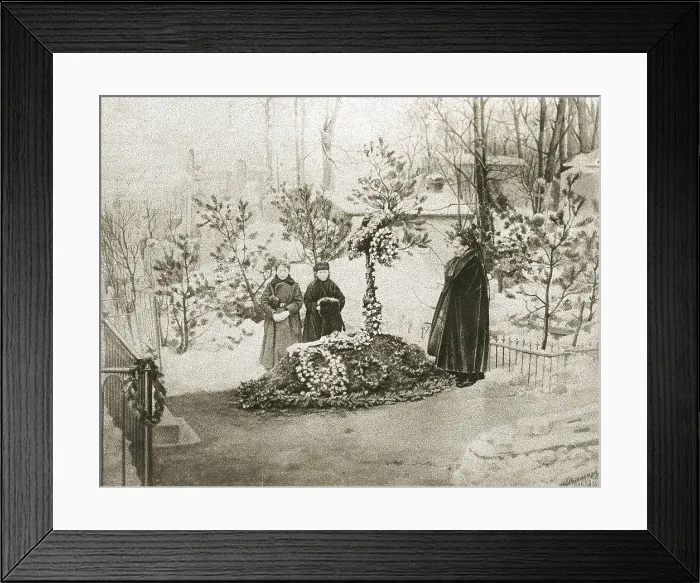 Framed Print : DOSTOYEVSKY, Fyodor Mikhaylovich (1821-1881). Dostoyevsky family in the cementery before his tomb. AISA / Everett Collection**US SALES ONLY**