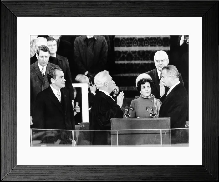 Framed Print : President Richard Nixon watches Vice President Spiro Agnew take his oath of office Framed Print : President Richard Nixon watches Vice President Spiro Agnew take his oath of office