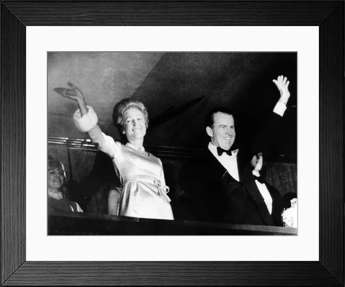 Framed Print : President Richard and Pat Nixon at the 1973 Inaugural Concerts. They are in the presidential box at the Eisenhower Theater at the John F. Kennedy Center. Jan 19, 1973