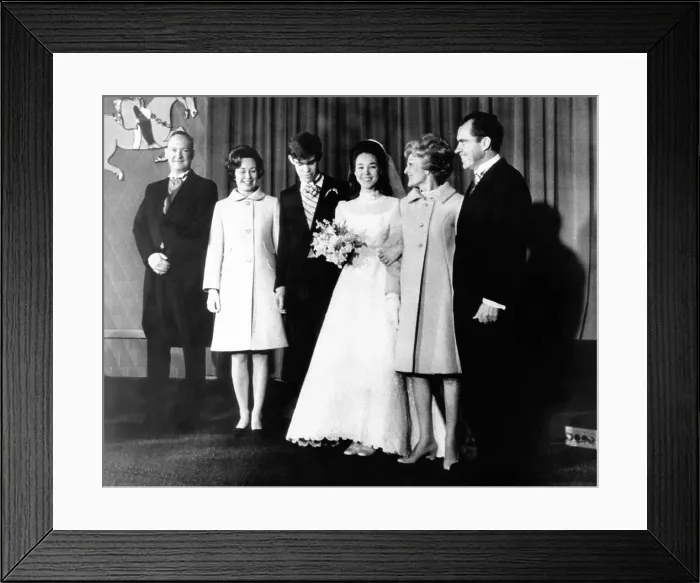 Framed Print : Wedding of Julie Nixon to David Eisenhower. L-R: John and Barbara Eisenhower; Dwight David Eisenhower II; Julie Nixon Eisenhower, Pat Nixon, President-elect Nixon. Dec. 22, 1968 Framed Print : Wedding of Julie Nixon to David Eisenhower. L-R: John and Barbara Eisenhower; Dwight David Eisenhower II; Julie Nixon Eisenhower, Pat Nixon, President-elect Nixon. Dec. 22, 1968