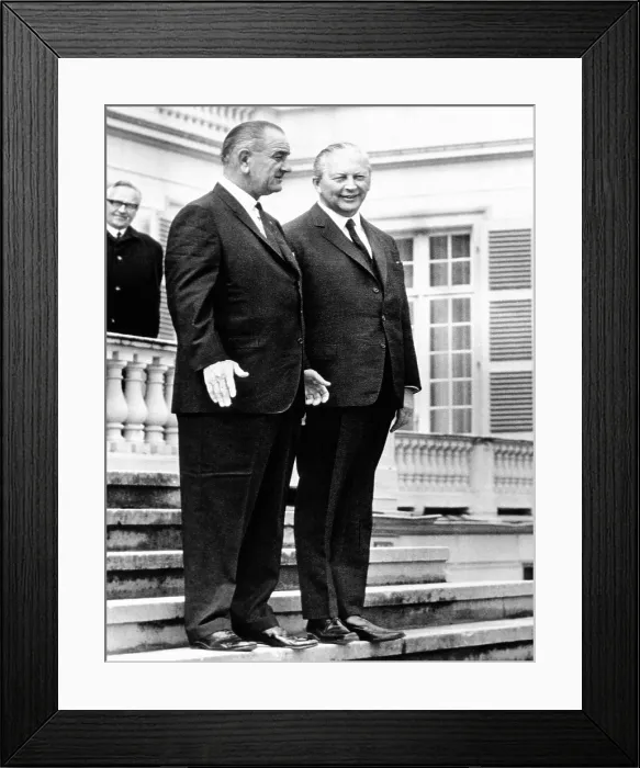 Framed Print : President Lyndon Johnson and West German Chancellor, Kurt Georg Kiesinger. April 24, 1967. (CSU_ALPHA_690) CSU Archives / Everett Collection