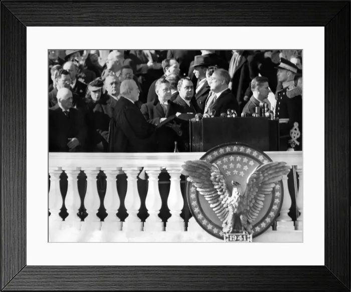 Framed Print : President Franklin Roosevelt taking the oath of office on Jan. 20, 1941