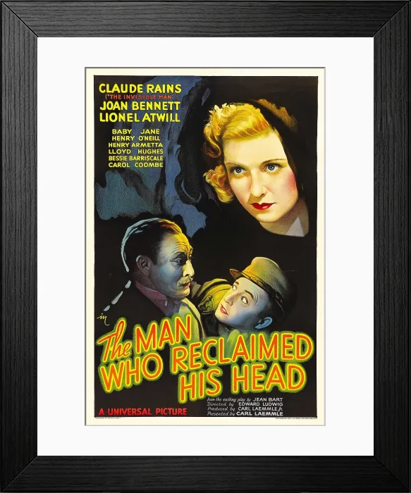 Framed Print : THE MAN WHO RECLAIMED HIS HEAD, Lionel Atwill, Claude Rains, Joan Bennett, 1934