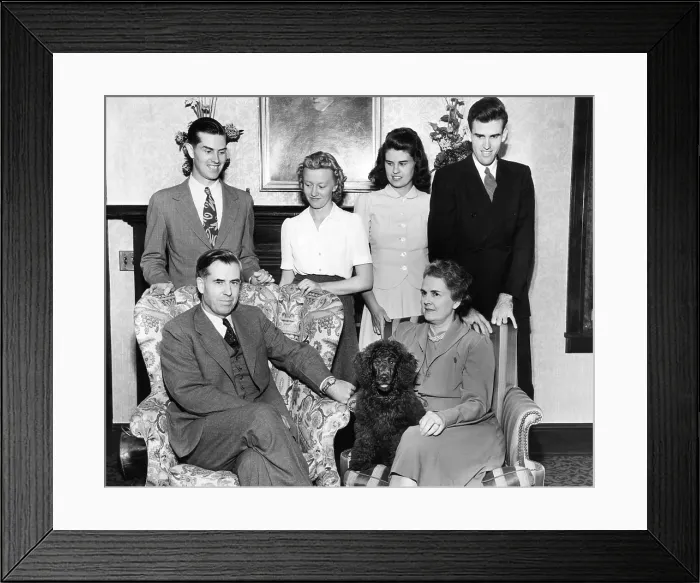 Framed Print : Vice Presidential nominee Henry Wallace with his family in Des Moines, Iowa. L-R: Seated Henry Wallace and Mrs. Florence Wallace