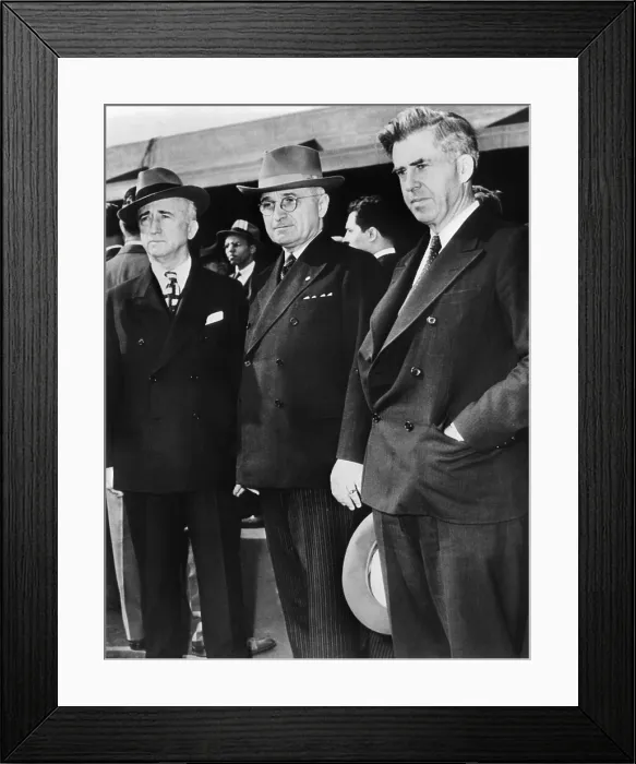 Framed Print : Powerful FDR advisor, James Byrnes; Vice President Harry Truman; and Former FDR Vice President, Henry Wallace