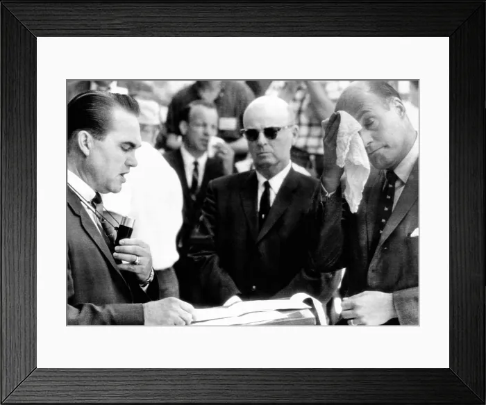 Framed Print : George Wallace (left) blocks integration of the University of Alabama. It was his symbolic last stand, as he made a short speech before yielding to Deputy U.S