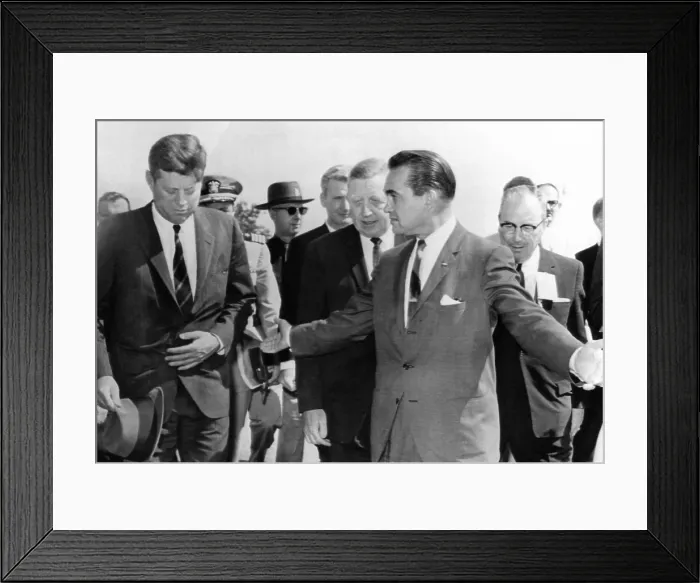 Framed Print : George Wallace stepping aside as President John Kennedy walks to the speakers platform at Muscle Shoals, Alabama Framed Print : George Wallace stepping aside as President John Kennedy walks to the speakers platform at Muscle Shoals, Alabama