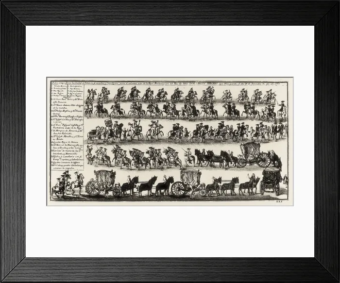 Framed Print : Spain (1759). Retinue in the city of Valencia for the proclamation of Charles III. Engraving. SPAIN. Madrid. National Library. AISA / Everett Collection**US SALES ONLY** Framed Print : Spain (1759). Retinue in the city of Valencia for the proclamation of Charles III. Engraving. SPAIN. Madrid. National Library. AISA / Everett Collection**US SALES ONLY**