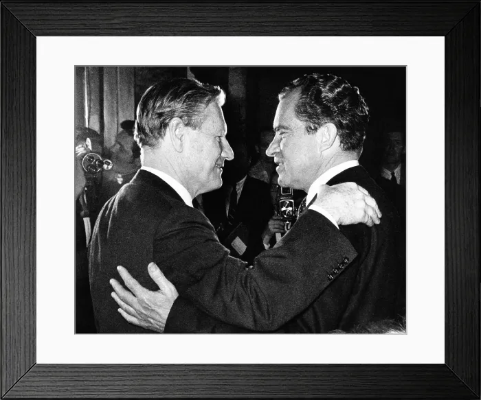 Framed Print : New York Governor Nelson Rockefeller and Former Vice President Richard Nixon face-off. After George Romney's withdrawal on Feb Framed Print : New York Governor Nelson Rockefeller and Former Vice President Richard Nixon face-off. After George Romney's withdrawal on Feb
