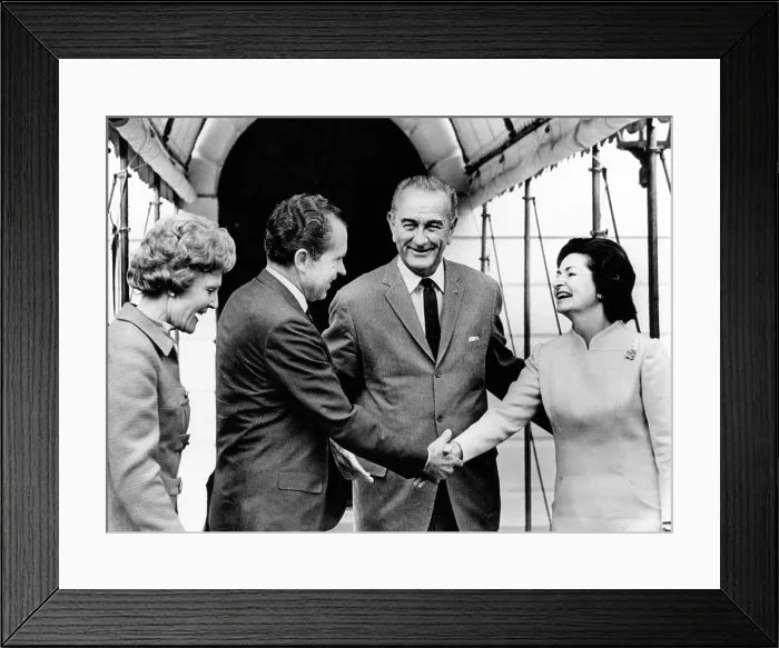 Framed Print : President Lyndon and Lady Bird Johnson greet President-elect, Richard Nixon and wife Pat Nixon Framed Print : President Lyndon and Lady Bird Johnson greet President-elect, Richard Nixon and wife Pat Nixon