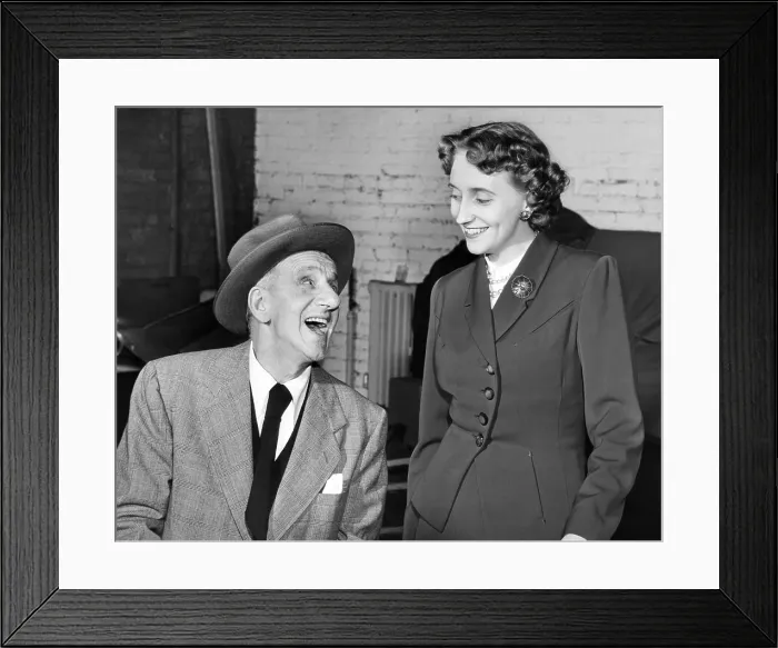 Framed Print : TV comedian Jimmy Durante and President Truman's daughter, Margaret rehearse. She made her television comedy debut on his show on Nov. 3, 1951