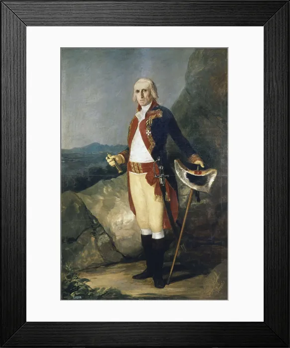 Framed Print : GOYA Y LUCIENTES, Francisco de (1746-1828). General Jose de Urrutia. 1798. He holds on his right hand the telescope and, on his left hand a hat leaning on the stick