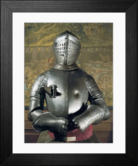 Framed Print : ALBA, Fernando Alvarez de Toledo y Pimentel, Duke of (1507-1582). Metal armour with its base. SPAIN. MADRID (AUTONOMOUS COMMUNITY). Madrid. Liria Palace