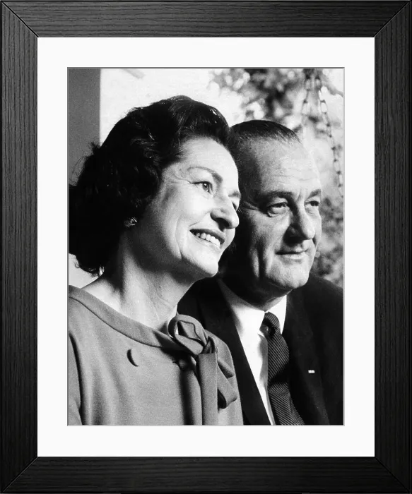Framed Print : President Lyndon and Lady Bird Johnson after casting their ballots in the 1964 Presidential election. They are on the porch of Johnson's restored boyhood home. Nov. 3, 1964 Framed Print : President Lyndon and Lady Bird Johnson after casting their ballots in the 1964 Presidential election. They are on the porch of Johnson's restored boyhood home. Nov. 3, 1964