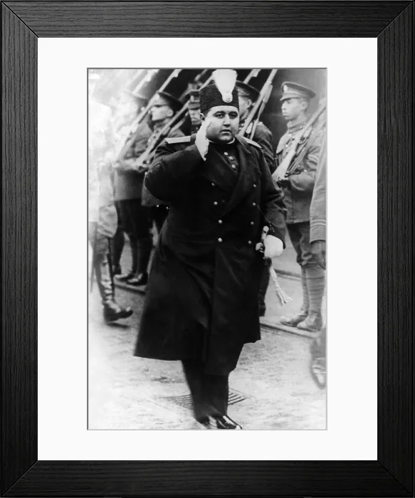 Framed Print : Ahmad Shah Qajar, Shah of Persia, during his two year residence in Europe while Reza Khan (later Reza Shah Pahlavi) took over the Iranian government (1923-25) Framed Print : Ahmad Shah Qajar, Shah of Persia, during his two year residence in Europe while Reza Khan (later Reza Shah Pahlavi) took over the Iranian government (1923-25)