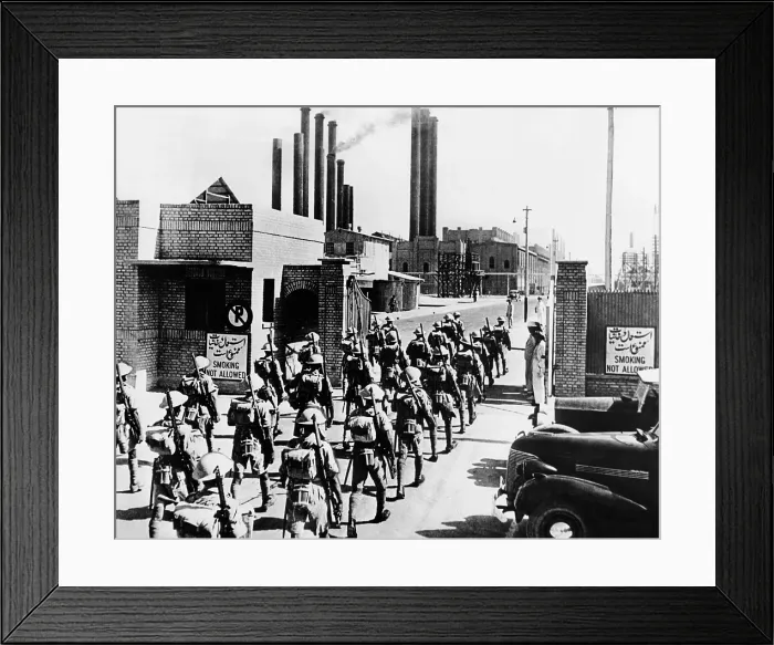 Framed Print : Indian riflemen take over an Iranian refinery in Aug-Sept. 1941 Framed Print : Indian riflemen take over an Iranian refinery in Aug-Sept. 1941