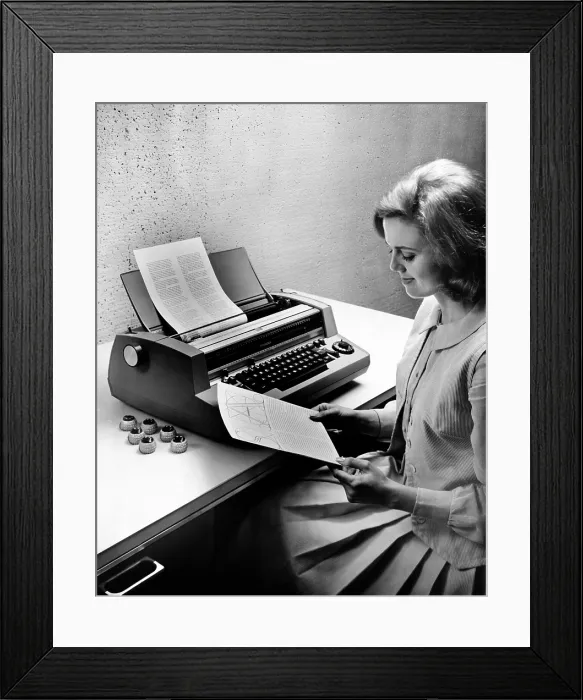 Framed Print : IBM's State of the Art Selectric typesetting unit justifies type semi-automatically