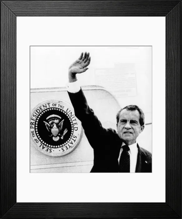 Framed Print : The Presidential Seal at his shoulder for the last time, President Richard Nixon exits Washington. August 9, 1974. (CSU_ALPHA_643) CSU Archives / Everett Collection
