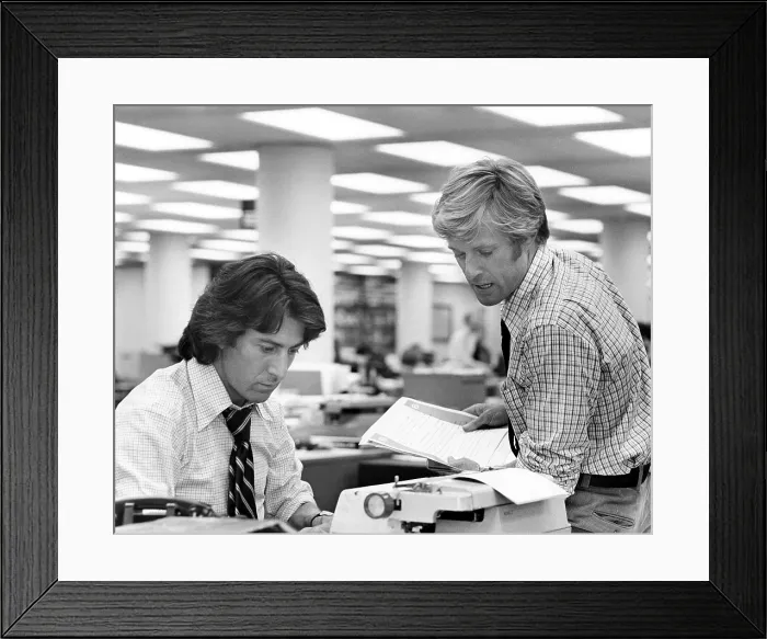 Framed Print : ALL THE PRESIDENT'S MEN, from left, Dustin Hoffman, Robert Redford, 1976. Warner Bros. / courtesy Everett Collection Framed Print : ALL THE PRESIDENT'S MEN, from left, Dustin Hoffman, Robert Redford, 1976. Warner Bros. / courtesy Everett Collection