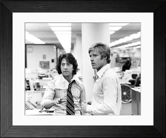 Framed Print : ALL THE PRESIDENT'S MEN, from left, Dustin Hoffman, Robert Redford, on-set, 1976. Warner Bros. / courtesy Everett Collection Framed Print : ALL THE PRESIDENT'S MEN, from left, Dustin Hoffman, Robert Redford, on-set, 1976. Warner Bros. / courtesy Everett Collection