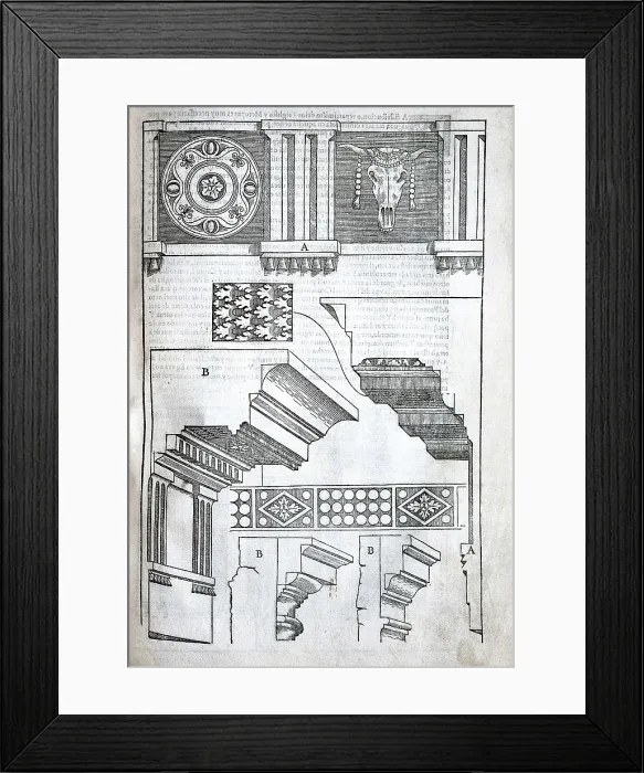 Framed Print : VITRUVIUS, Marcus Vitrubius Pollio (1th century BC). 'De Architectura', with Spanish translation by Miguel de Urrea
