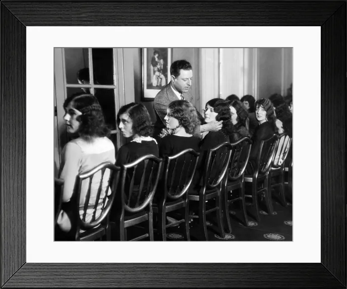Framed Print : J.R. Hirschfield of Detroit choosing models for American Styles Creation Contest. Aug. 30, 1927. (CSU_ALPHA_1231) CSU Archives / Everett Collection