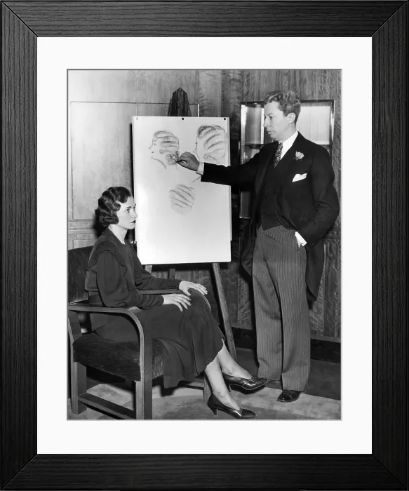 Framed Print : French coiffure stylist, Lucien, sketching waved hair styles. Dec. 6, 1937. (CSU_ALPHA_1232) CSU Archives / Everett Collection