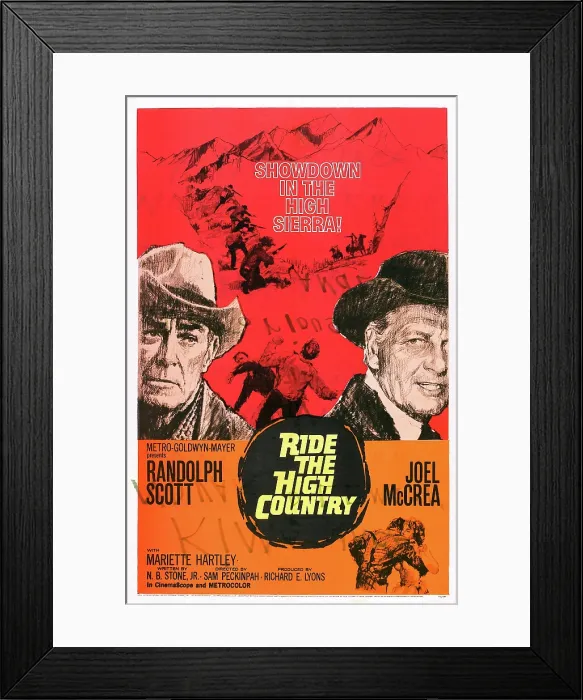 Framed Print : RIDE THE HIGH COUNTRY, US poster, Randolph Scott, Joel McCrea, Mariette Hartley, 1962