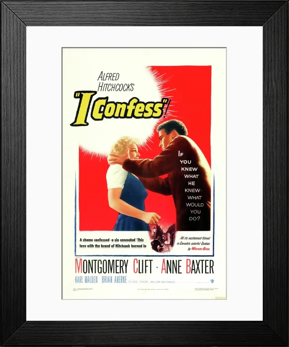 Framed Print : I CONFESS, US poster art, from left: Anne Baxter, Montgomery Clift, 1953 Framed Print : I CONFESS, US poster art, from left: Anne Baxter, Montgomery Clift, 1953