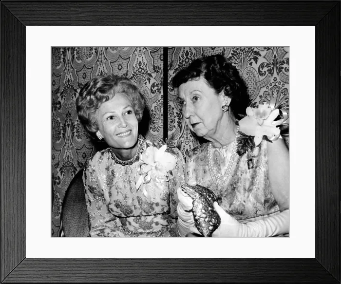 Framed Print : Pat Nixon and Mamie Eisenhower talking to guests at the biennial convention of the National Federation of Republican Women. Oct. 8, 1969