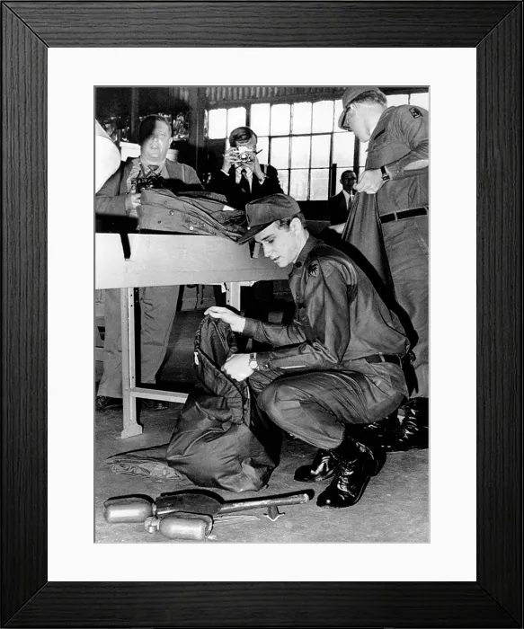 Framed Print : President Richard Nixon's son-in-law begins basic training. Surrounded by photographers, First Lt