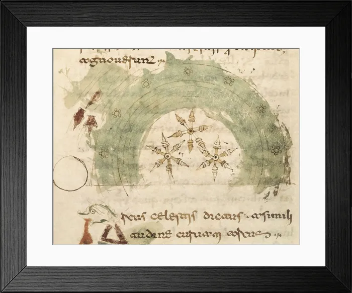 Framed Print : RABANUS, Maurus (c. 780 - 856). De Universo (s. IX). Arcus Celestis. Romanesque edition from the Carolingian original manuscipt. Romanesque art. Miniature Painting. ITALY