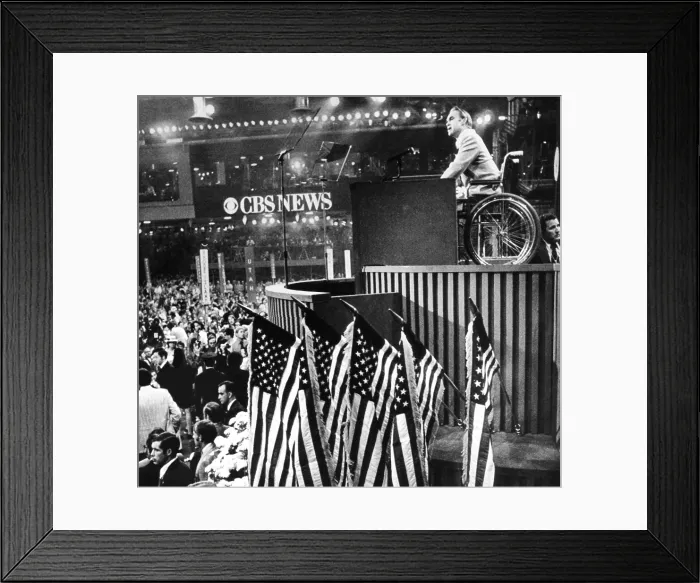 Framed Print : Alabama Governor George Wallace sits in a wheel chair to address the 1972 Democratic Convention Framed Print : Alabama Governor George Wallace sits in a wheel chair to address the 1972 Democratic Convention