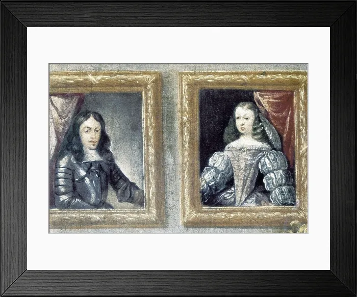 Framed Print : HERRERA BARNUEVO, Sebastin de (1619-1671). Portrait of Charles II as a Child and his Ancestors. ca. 1667. Center right detail