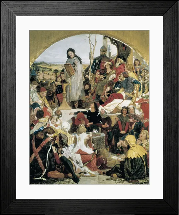 Framed Print : BROWN, Ford Madox (1821-1893). Chaucer at the Court of Edward III. 1856-1858. Pre-Raphaelite art. Oil on canvas. UNITED KINGDOM. London. Tate Gallery Framed Print : BROWN, Ford Madox (1821-1893). Chaucer at the Court of Edward III. 1856-1858. Pre-Raphaelite art. Oil on canvas. UNITED KINGDOM. London. Tate Gallery