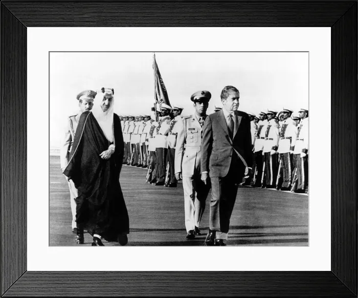 Framed Print : President Richard Nixon and King Faisel review an honor guard during arrival ceremonies in Jeddah, Saudi Arabia. June 15, 1974. (CSU_ALPHA_586) CSU Archives / Everett Collection