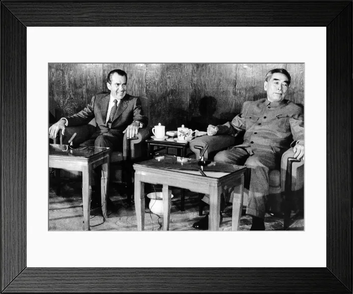 Framed Print : President Richard Nixon and Premier Chou En-lai before their first Plenary session for their formal meetings. Beijing, Feb. 21, 1972 Framed Print : President Richard Nixon and Premier Chou En-lai before their first Plenary session for their formal meetings. Beijing, Feb. 21, 1972