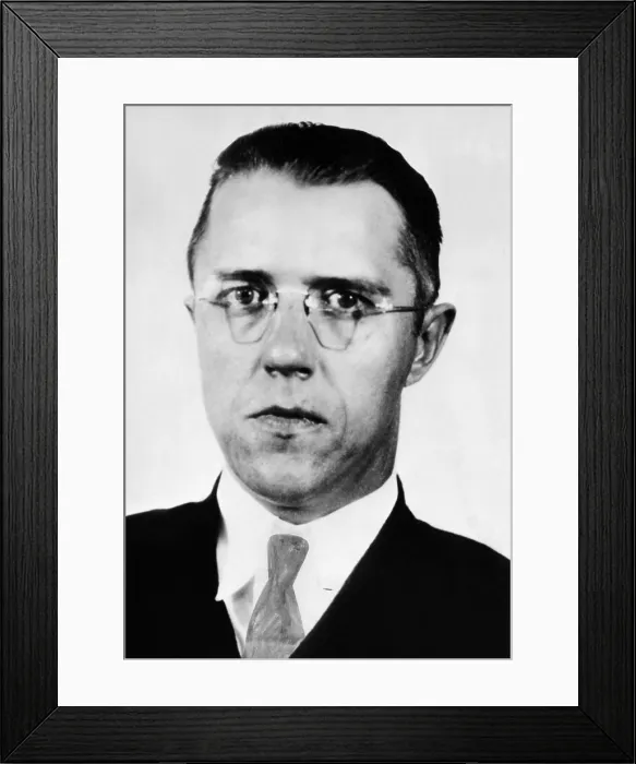 Framed Print : Alvin Karpis, was captured by J. Edgar Hoover and his men in New Orleans. His plastic surgery to change his appearance failed him. The mug shot was made in St, Paul, Minn. Ca