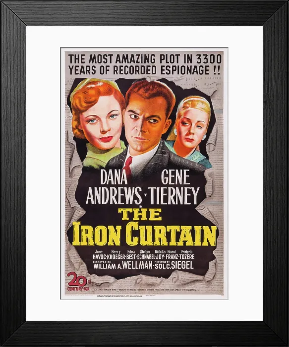 Framed Print : THE IRON CURTAIN, US poster art, Gene Tierney, Dana Andrews, June Havoc, 1948, TM and Copyright 20th Century-Fox Film Corp. All rights reserved / courtesy Everett Collection