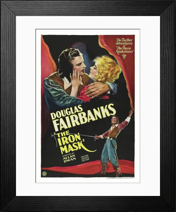 Framed Print : THE IRON MASK, US poster, from left: Douglas Fairbanks, Sr. Marguerite de la Motte, 1929