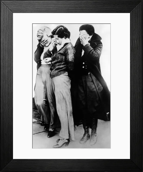 Framed Print : Three women who were with John Dillinger's gang at the Little Bohemia Lodge during the shoot-out the FBI agents