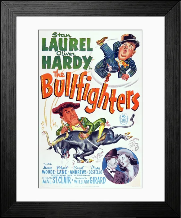 Framed Print : THE BULLFIGHTERS, US poster art, Stan Laurel, Oliver Hardy, 1945, TM and copyright 20th Century Fox Film Corp. All rights reserved  /  Courtesy: Everett Collection