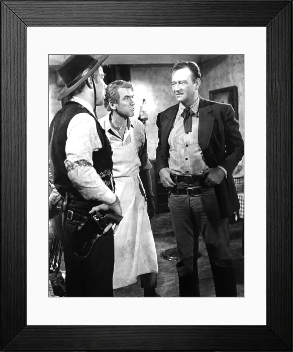 Framed Print : THE MAN WHO SHOT LIBERTY VALANCE, Lee Marvin, James Stewart, John Wayne, 1962