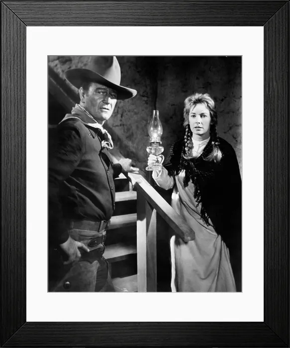 Framed Print : THE MAN WHO SHOT LIBERTY VALANCE, John Wayne, Vera Miles, 1962