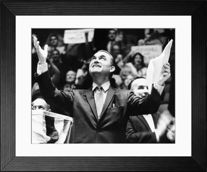 Framed Print : George Wallace acknowledges the cheers of supporters at Madison Square Garden Framed Print : George Wallace acknowledges the cheers of supporters at Madison Square Garden