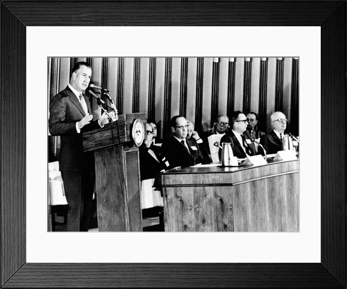 Framed Print : Vice President Spiro Agnew addresses the International Federation of Newspaper Publishers